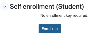 Enroll me button in a course with self-enrollment enabled.